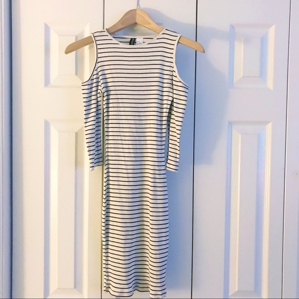 H&M Striped Cold Shoulder Dress (NEW) - Picture 1 of 2
